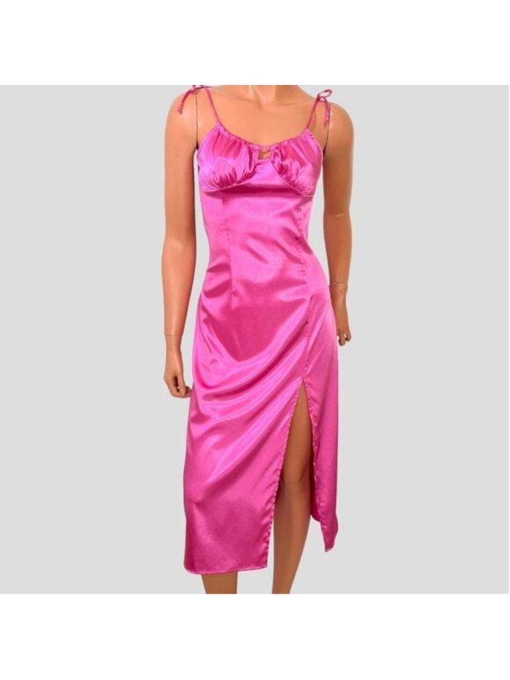 HOT Pink Babydoll Slip Dress Sz.2 Fluid Satin McBling Off Duty Star Homecoming